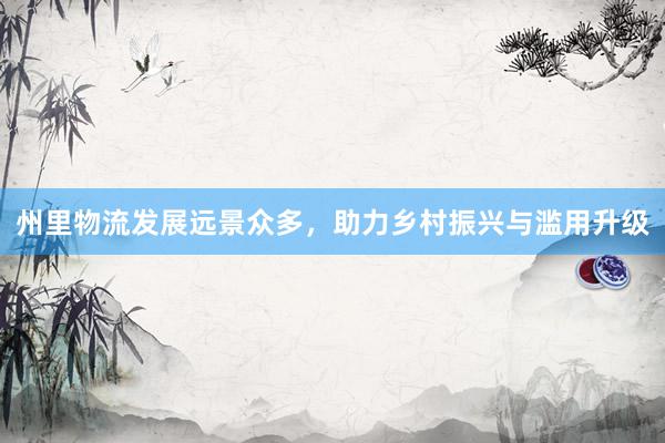 州里物流发展远景众多，助力乡村振兴与滥用升级